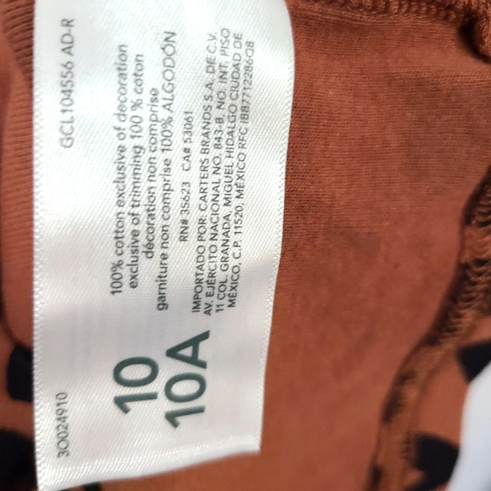 Carter's Kids‎ Girls Size 10/10A Brown and Black 2-Piece PJ Set with Hearts